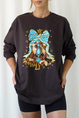UL240P-E3184 Turquoise Christmas Tree Graphic Plus Long Sleeve Tee $17