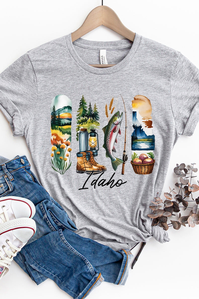 US3001-E3061ID Idaho State Brushstroke Graphic Tee $12.5