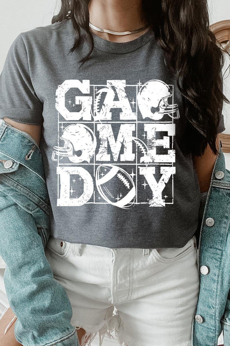 US3001P-E3073 Distressed Game Day Graphic Plus Tee $16