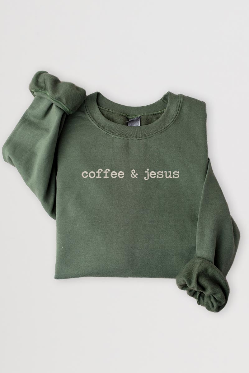 UL180-E3209 Coffee & Jesus Graphic Sweatshirt $20