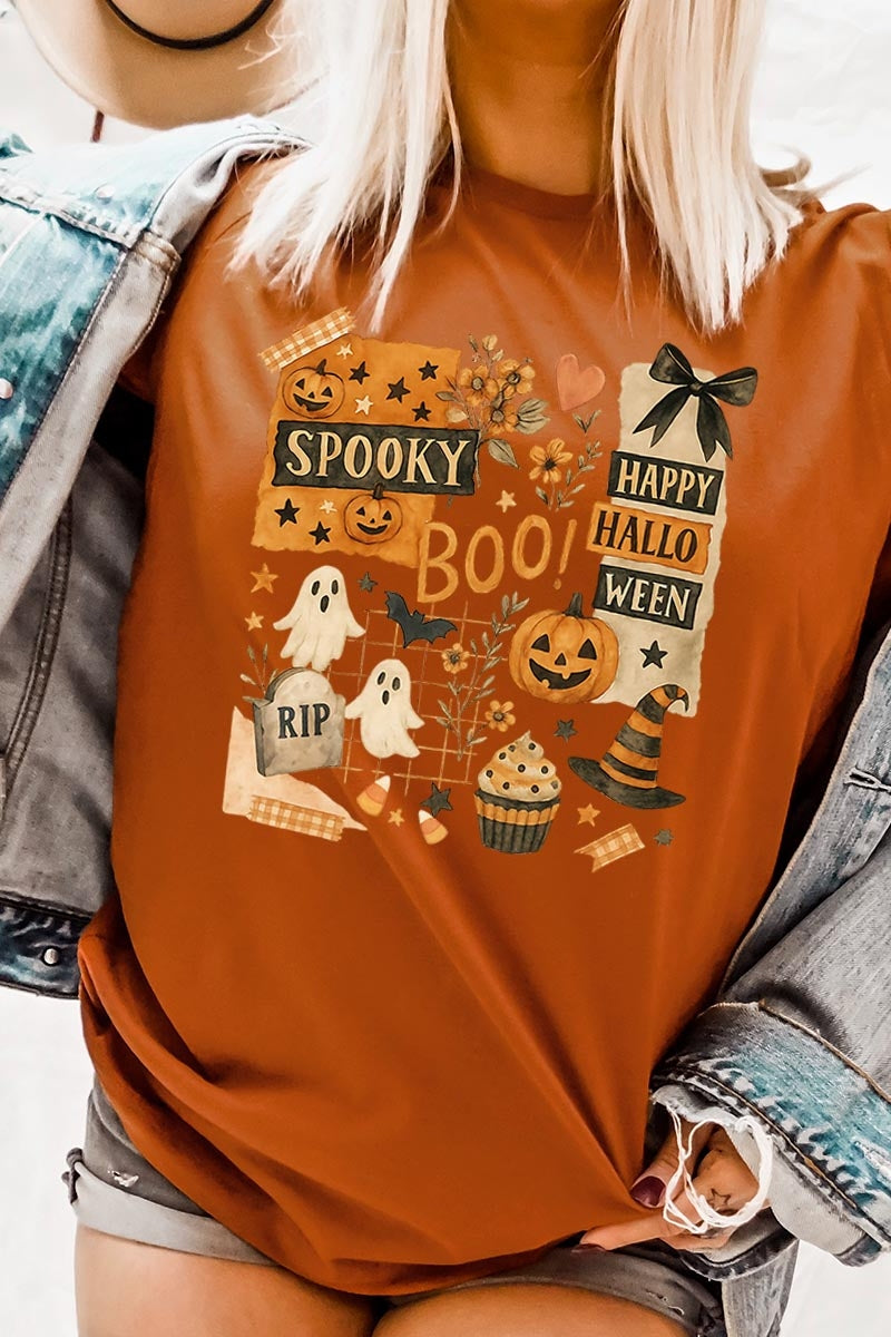 US3001-E3084 Halloween collage Graphic Tee $12.5