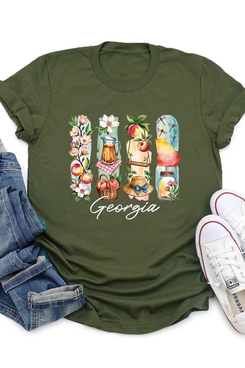 US3001-E3061GA Georgia State Brushstroke Graphic Tee $12.5