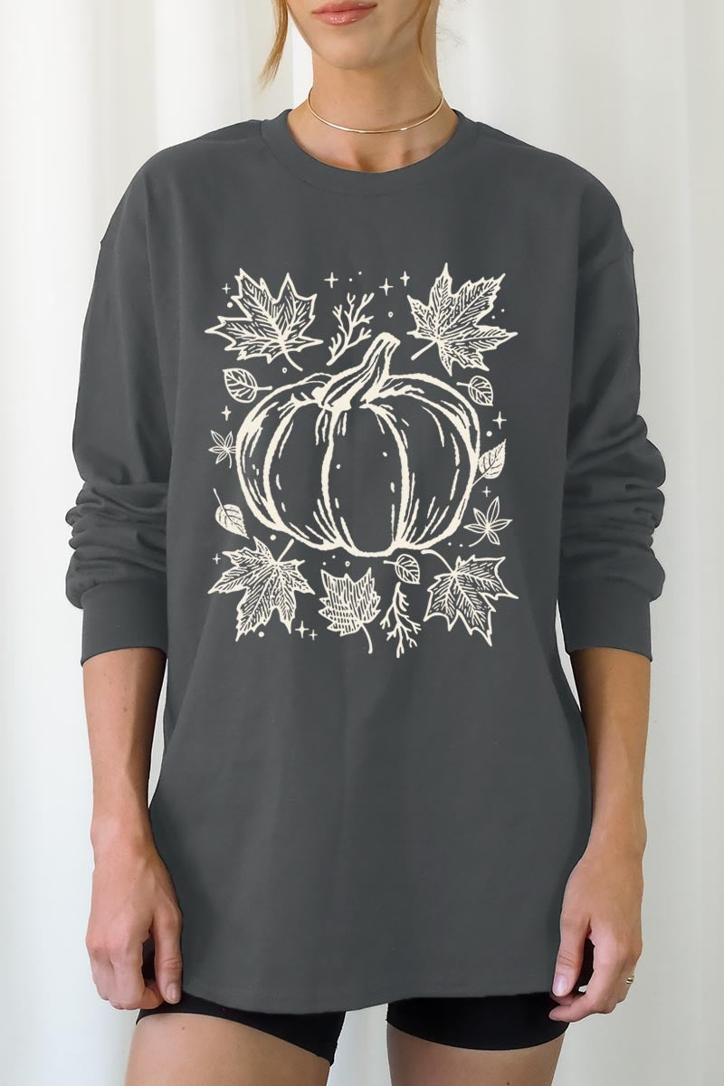 UL240P-E3162 Fall Pumpkin Graphic Plus Long Sleeve Tee $17