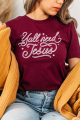 US3001P-E3115 Y'all Need Jesus Graphic Plus Tee $16