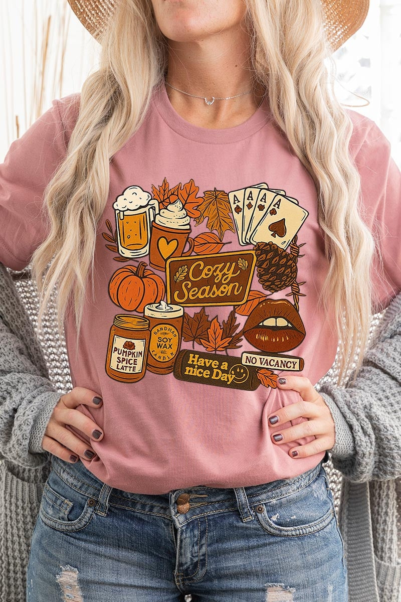 US3001-E3119 Retro Fall Collage Graphic Tee $12.5