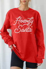 UL240-E3199 Howdy Santa Graphic Long Sleeve Tee $13.75