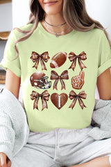 US3001-E3054 Cute Football and Bow Graphic Tee $12.5