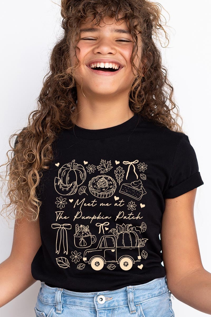 US3001Y-E3163Z Pumpkin Patch Doodle Kids Graphic Tee $11
