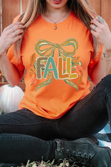 US3001-E3121 Fall Brushstroke Bow Graphic Tee $12.5