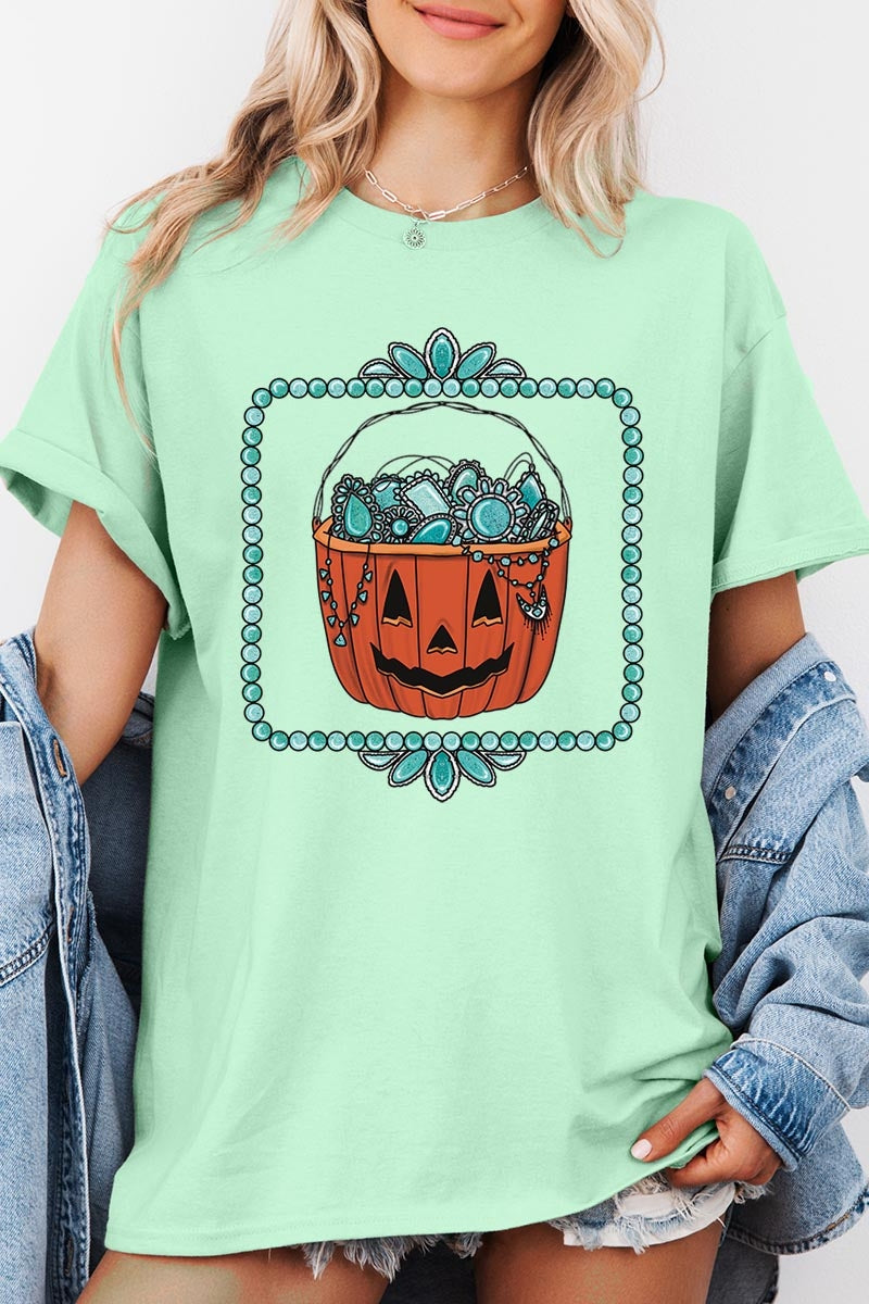 5000-E3140 Halloween turquoise pumpkin Heavy Cotton Tee $9