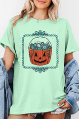 5000P-E3140 Halloween turquoise pumpkin Plus Heavy Cotton Tee $12.75