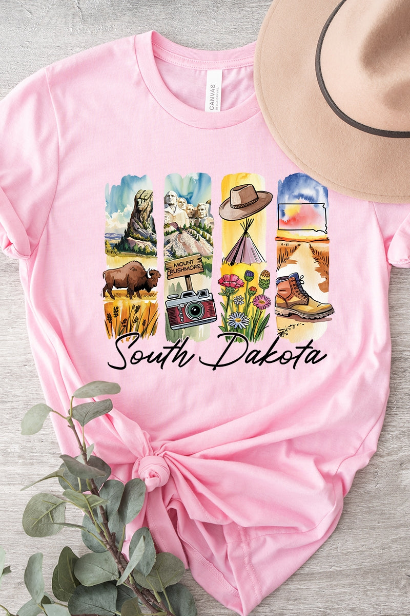 US3001-E3061SD South Dakota State Brushstroke Graphic Tee $12.5