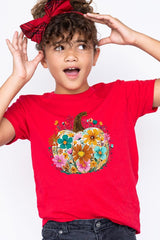US3001Y-E3118Z Floral Pumpkin Kids Graphic Tee $11