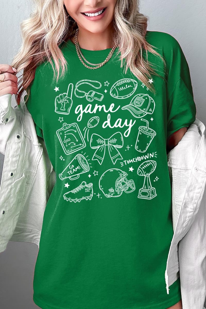 5000P-E3081 Football Doodles Graphic Plus Heavy Cotton Tee $12.75