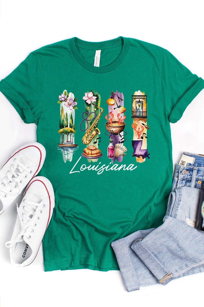 US3001P-E3061LA Louisiana State Brushstroke Graphic Plus Tee $16