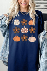 5000-E3117 Pumpkins & Flowers Fall Graphic Heavy Cotton Tee $9