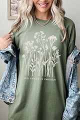5000-E3146 Christian Wildflower Graphic Heavy Cotton Tee $9
