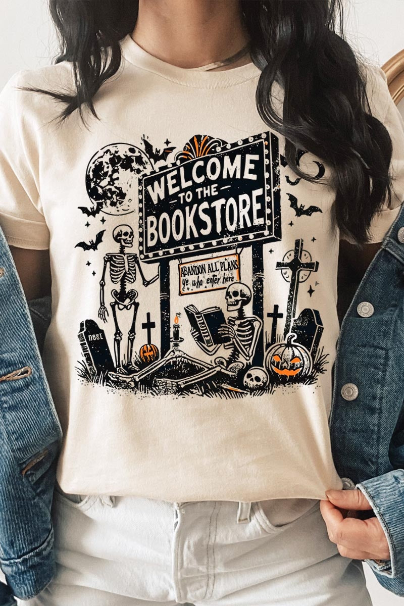 US3001-E3122 Bookstore Halloween Graphic Tee $12.5