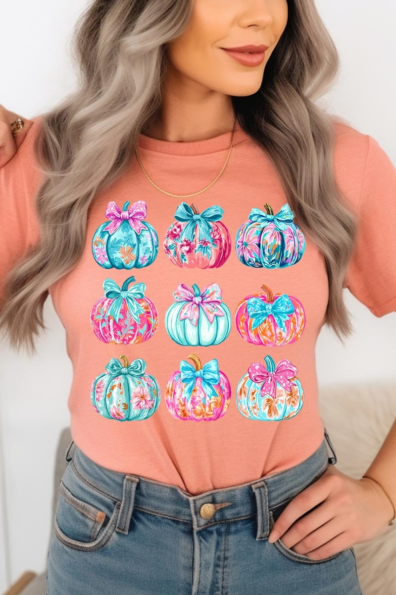 US3001P-E3137 Coquette Pumpkin Graphic Plus Tee $16