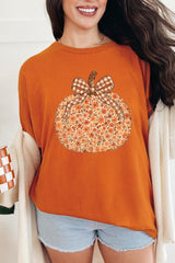 5000P-E3135 Floral Fall Pumpkin Graphic Plus Heavy Cotton Tee $12.75