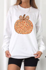 UL240-E3135 Floral Fall Pumpkin Graphic Long Sleeve Tee $13.75