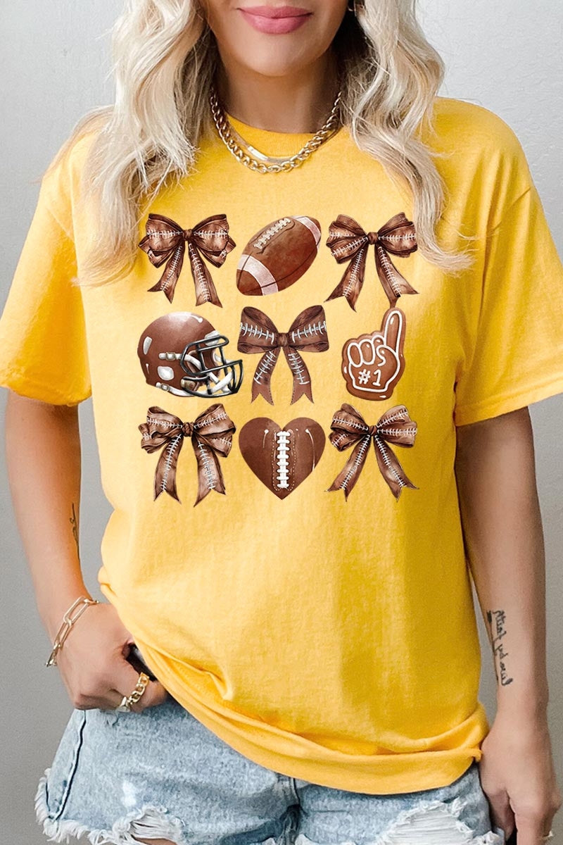 5000P-E3054 Cute Football and Bow Graphic Plus Heavy Cotton Tee $12.75
