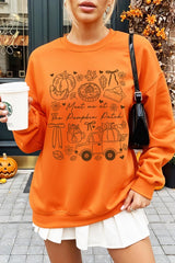 UL180-E3163 Pumpkin Patch Doodle Graphic Sweatshirt $20