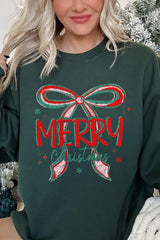 UL180-E3197 Merry Christmas Bow Graphic Sweatshirt $20