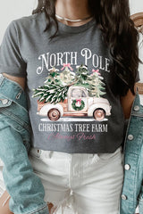 US3001-E3174 North Pole Christmas Graphic Tee $12.5