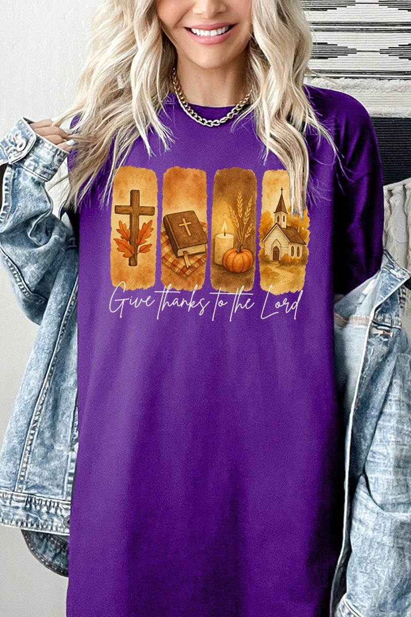 5000P-E3169 Give Thanks To The Lord Graphic Plus Heavy Cotton Tee $12.75