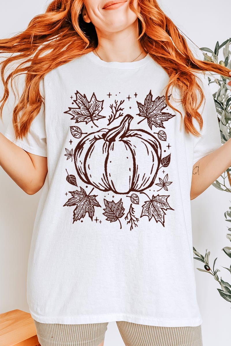 5000-E3162 Fall Pumpkin Graphic Heavy Cotton Tee $9