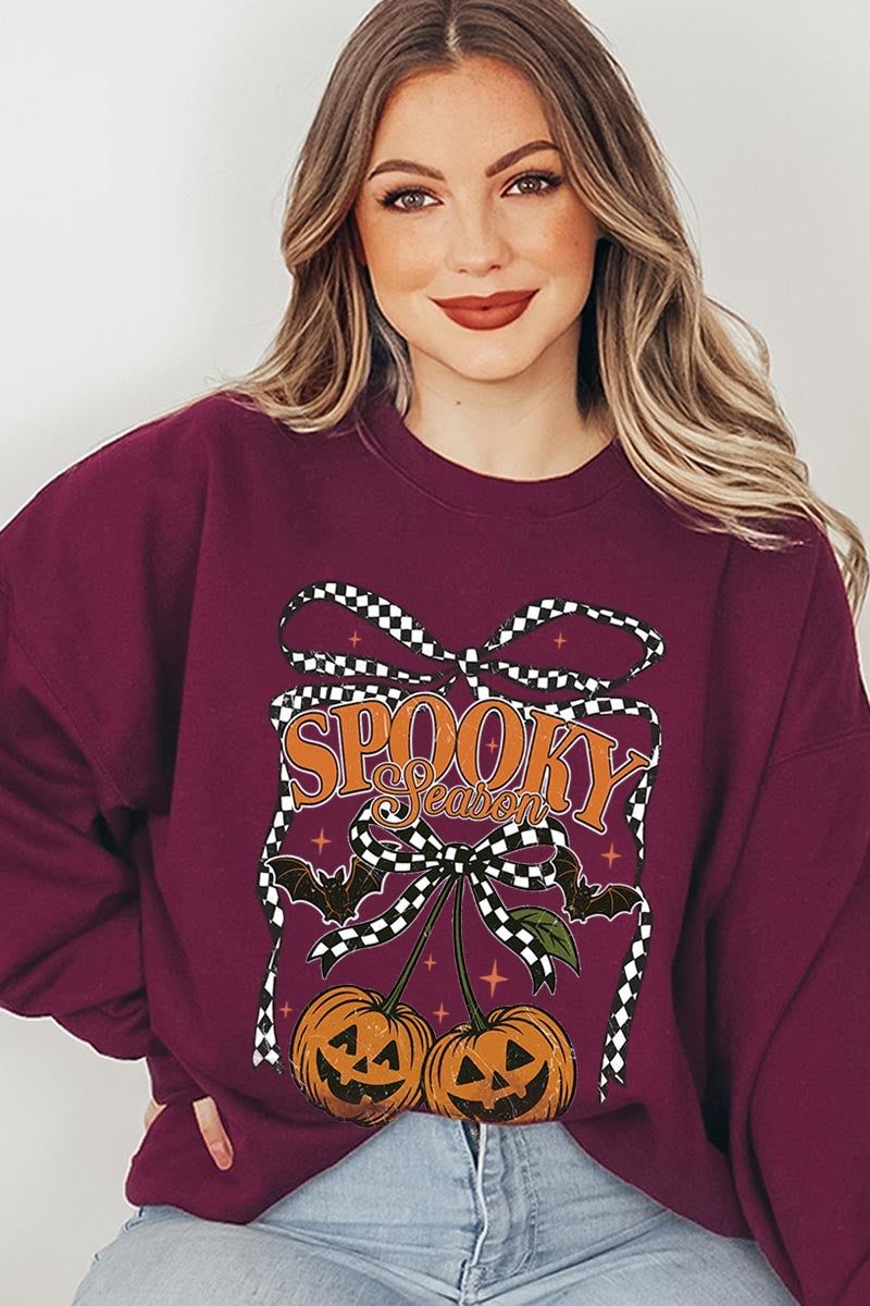 UL180P-E3085 Pumpkin Cherries Graphic Plus Sweatshirt $25