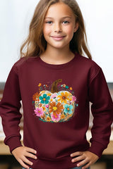 UL180B-E3118Z Floral Pumpkin Kids Graphic Sweatshirt $20