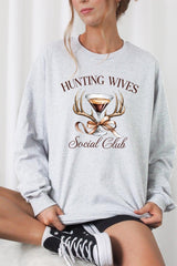 UL240P-E3191 Hunting Wives Social Club Graphic Plus Long Sleeve Tee $17
