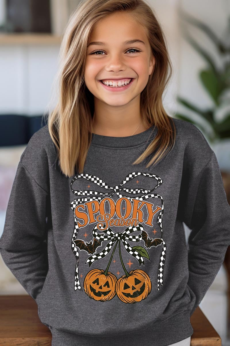 UL180B-E3085Z Pumpkin Cherries Kids Graphic Sweatshirt $20