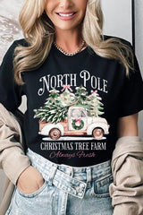 US3001-E3174 North Pole Christmas Graphic Tee $12.5