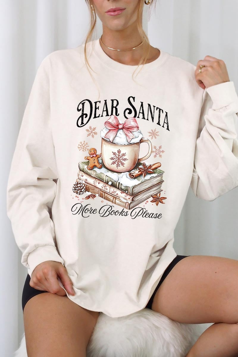 UL240P-E3205 Dear Santa Books Graphic Plus Long Sleeve Tee $17