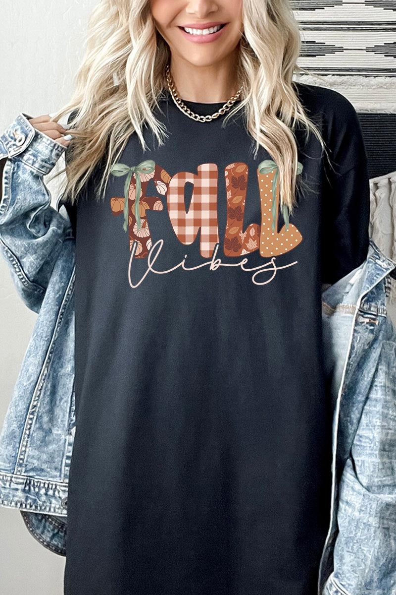5000-E3071 Fall Vibes Rustic Script Graphic Heavy Cotton Tee $9