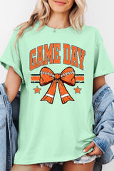 5000-E3064 Orange Football Bow Graphic Heavy Cotton Tee $9