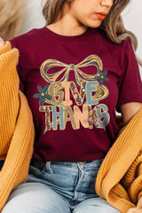 US3001P-E3154 Give Thanks Bow Graphic Plus Tee $16
