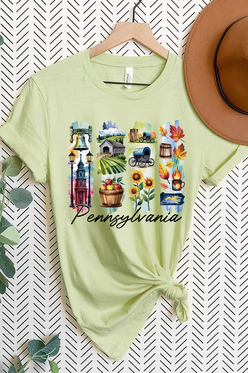 US3001-E3061PA Pennsylvania State Brushstroke Graphic Tee $12.5