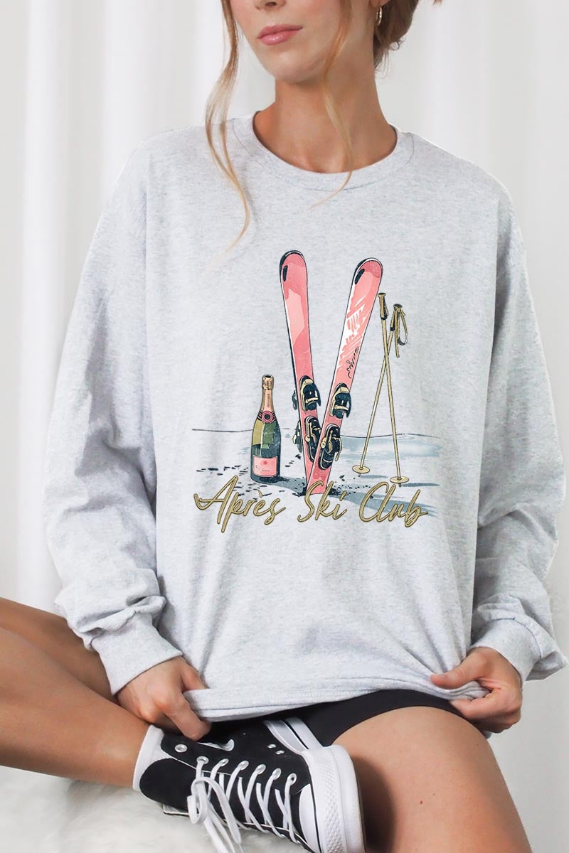 UL240-E3187 Apres Ski Club Graphic Long Sleeve Tee $13.75