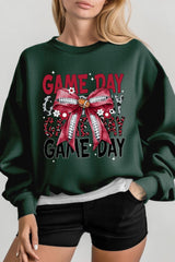 UL180-E3093 Red Silver Football Game Day Bow Sweatshirt $20