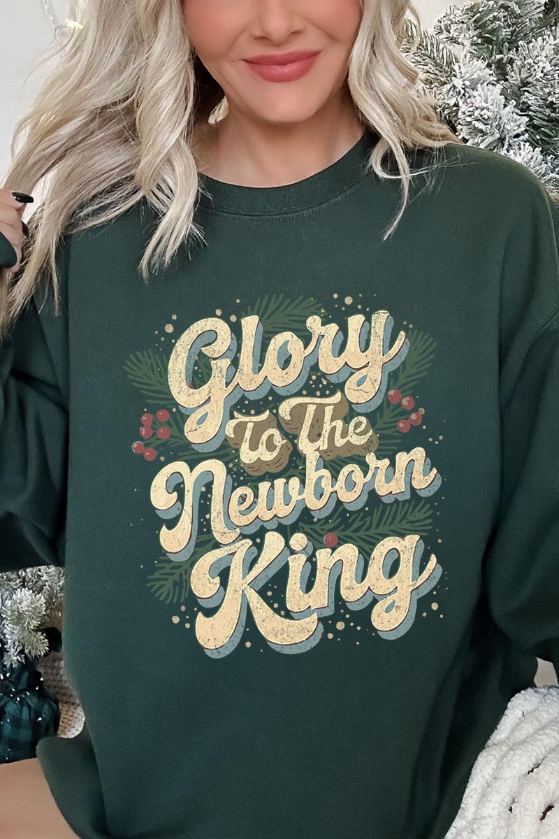 UL180-E3220 Glory to the Newborn King Graphic Sweatshirt $20