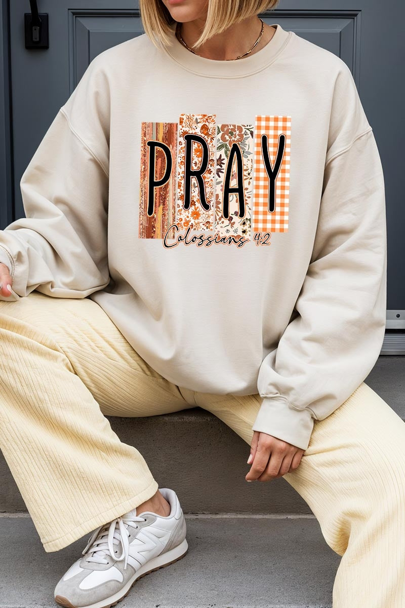 UL180-E3166 Pray Fall Christian Graphic Sweatshirt $20