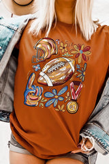 US3001-E3072 Retro Floral Football Graphic Tee $12.5