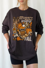UL240P-E3134 Fall Football Collage Graphic Plus Long Sleeve Tee $17