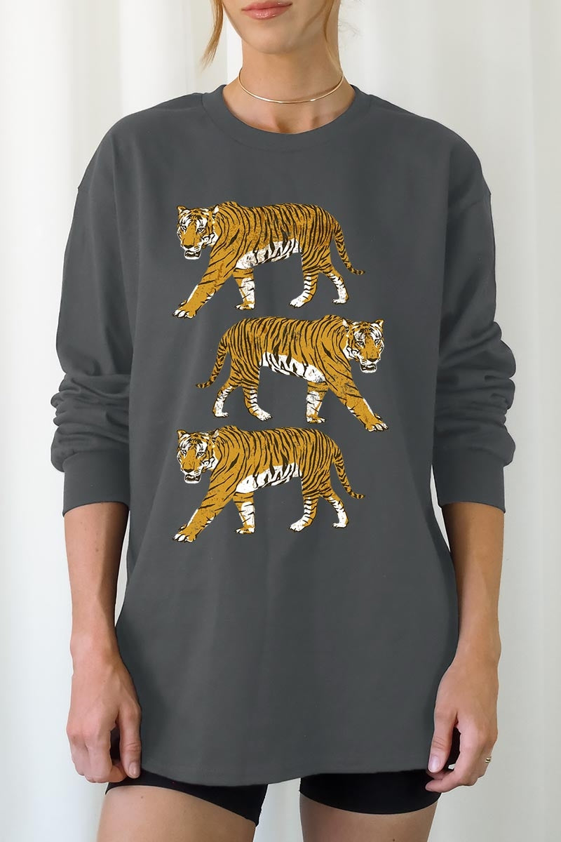 UL240-E3104 Retro Tigers Graphic Long Sleeve Tee $13.75
