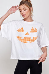 CTS-E3148 Cute Pumpkin Halloween Graphic Relaxed Crop Top $11