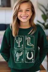 UL180B-E3094Z Western Cowgirl Card Kids Graphic Sweatshirt $20